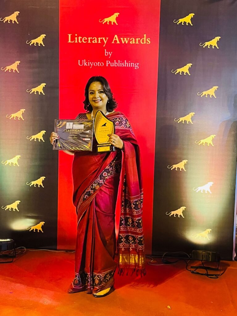 SOMA BOSE AFTER RECEIVING LITERARY AWARD FROM UKIYOTO PUBLISHING